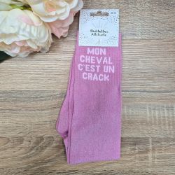 Chaussettes à paillettes équitation - Mon cheval c'est un crack - Paillettes Attitude