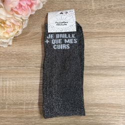 Chaussettes à paillettes équitation - Je brille + que mes cuirs - Paillettes Attitude