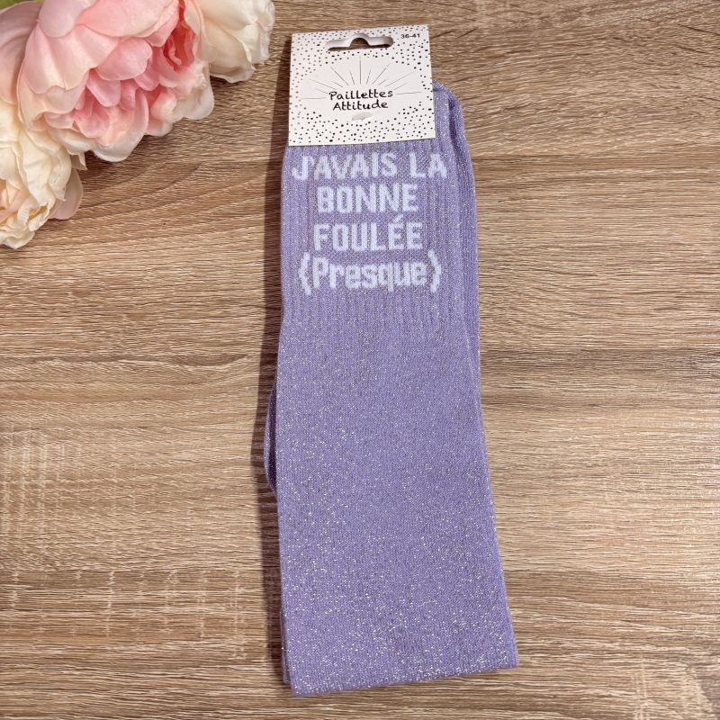 Chaussettes à paillettes équitation - J'avais la bonne foulée (presque) - Paillettes Attitude