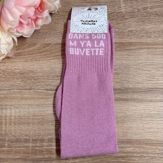 Chaussettes à paillettes équitation - Dans 500m, y'a la buvette -Paillettes Attitude