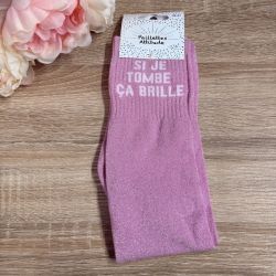 Chaussettes à paillettes équitation - Si je tombe ca brille - Paillettes Attitude
