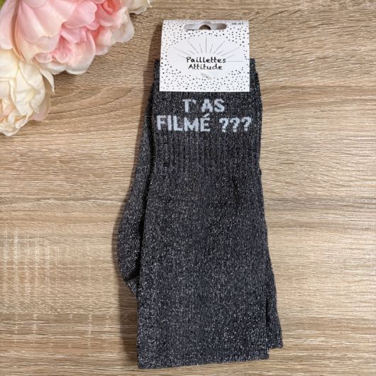 Chaussettes à paillettes équitation - T'as filmée ??? - Paillettes Attitude