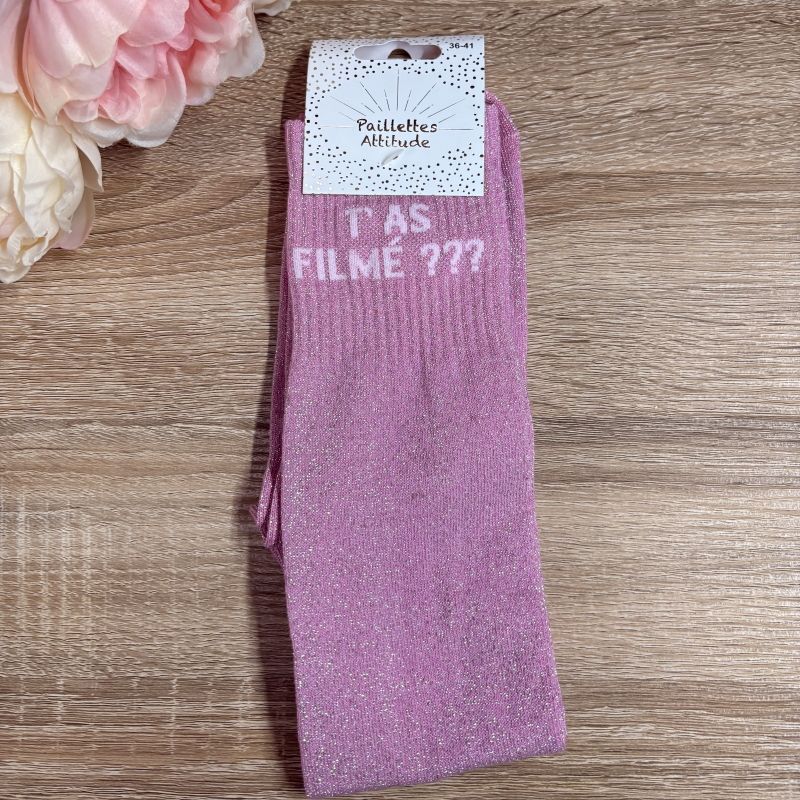 Chaussettes à paillettes équitation - T'as filmée ??? - Paillettes Attitude