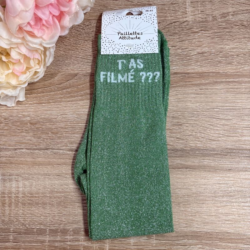 Chaussettes à paillettes équitation - T'as filmée ??? - Paillettes Attitude