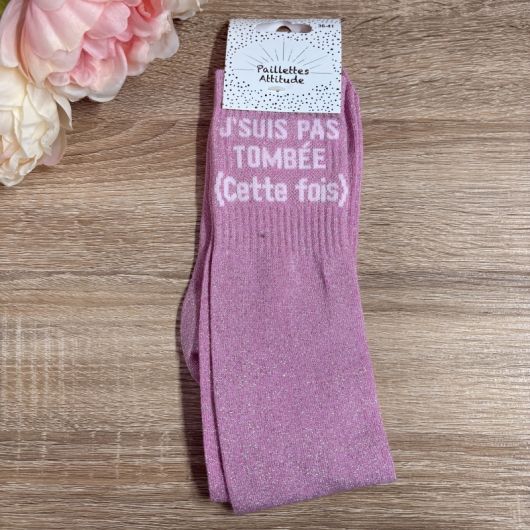 Chaussettes à paillettes équitation - J'suis pas tombée (cette fois) - Paillettes Attitude