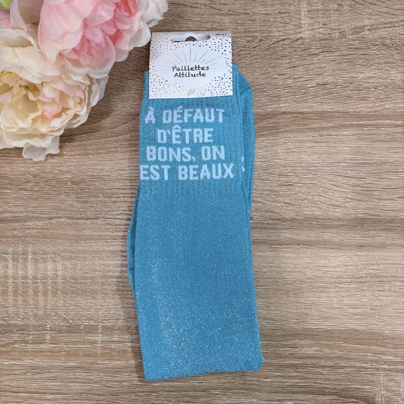Chaussettes à paillettes équitation - A défaut d'être bons, on est beaux - Paillettes Attitude