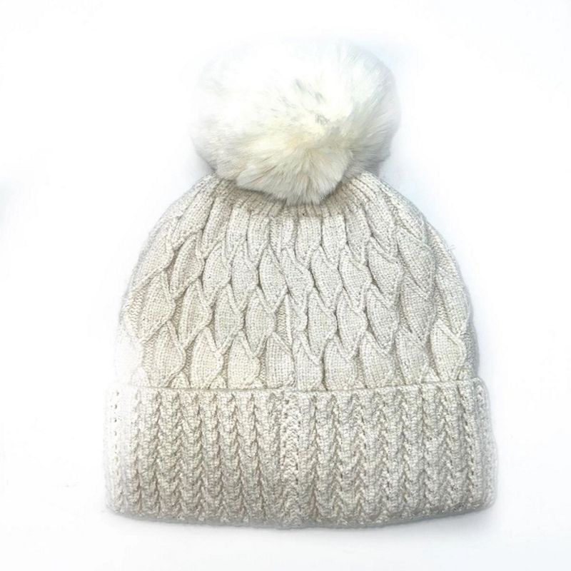 Bonnet équitation pompon fourrure 