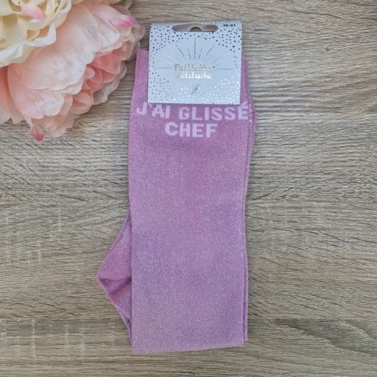 Chaussettes à paillettes équitation - J'ai glissé chef - Paillettes Attitude