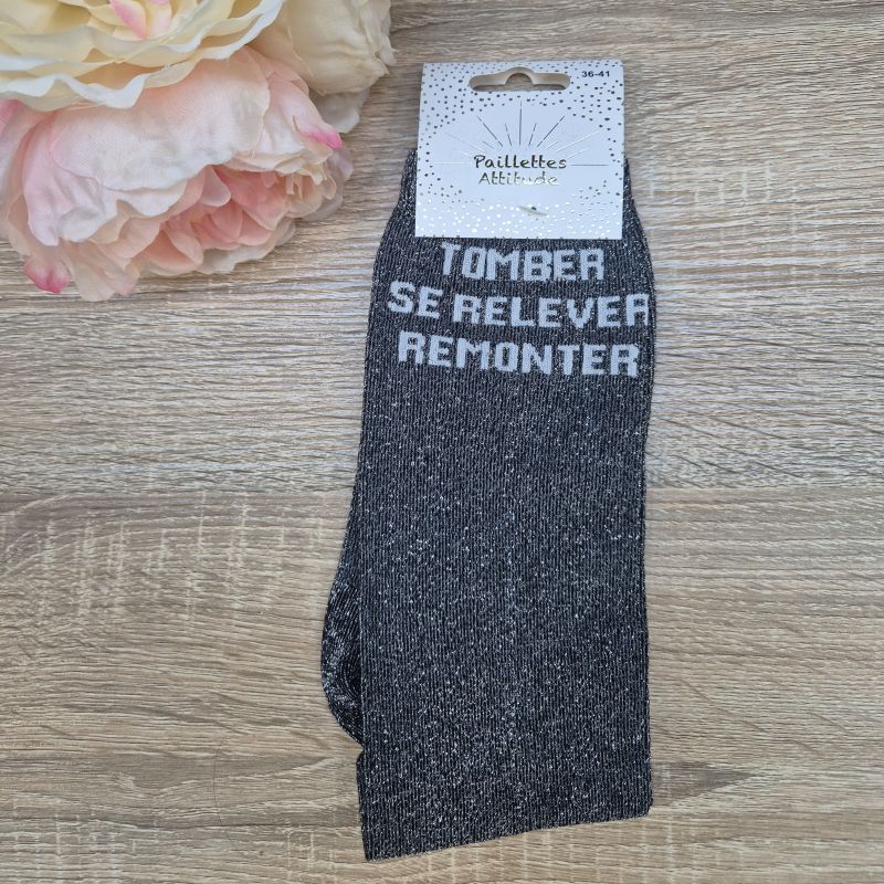 Chaussettes à paillettes équitation - Tomber, se relever, remonter - Paillettes Attitude