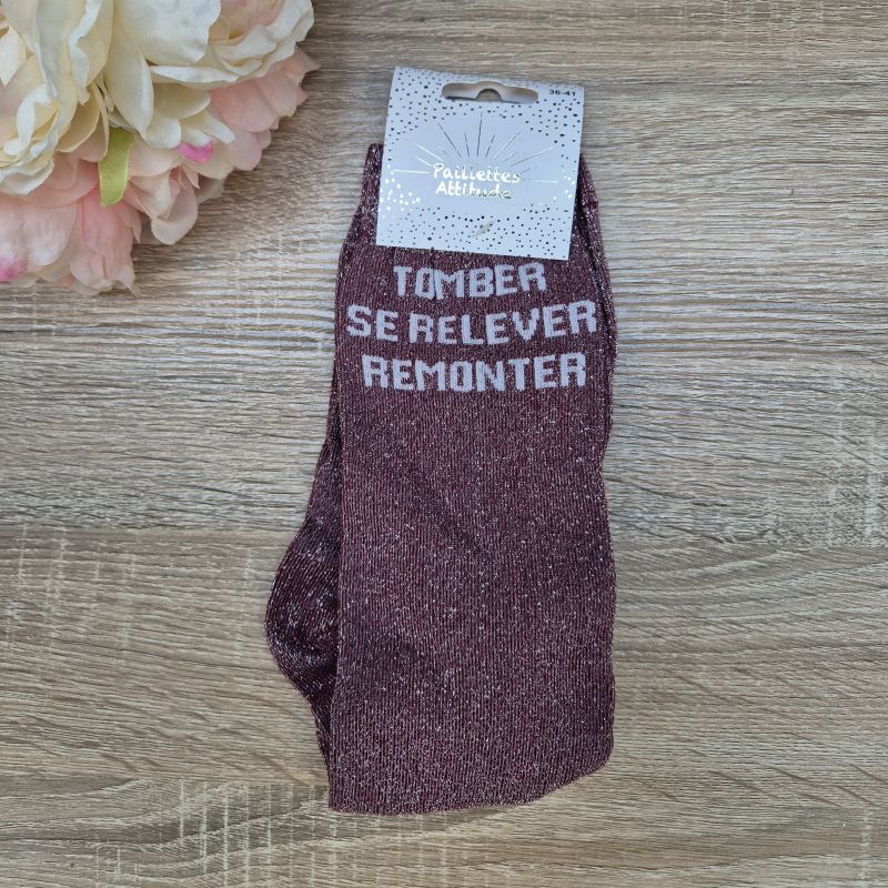 Chaussettes à paillettes équitation - Tomber, se relever, remonter - Paillettes Attitude