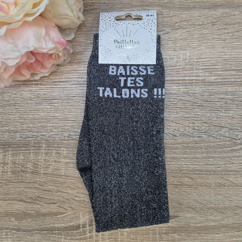 Chaussettes à paillettes équitation - Baisse tes talons - Paillettes Attitude