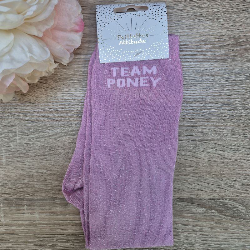 Chaussettes à paillettes équitation - Team Poney - Paillettes Attitude