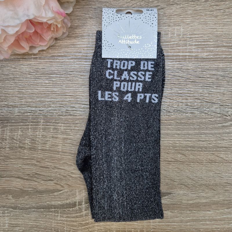 Chaussettes à paillettes équitation - Trop classe pour les 4 points - Paillettes Attitude