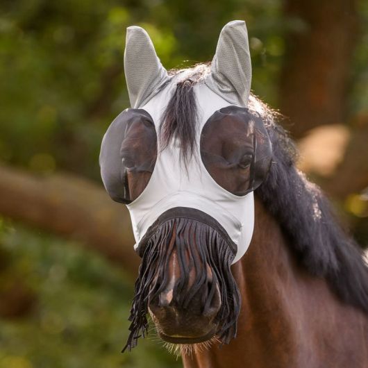 Masque anti-mouche cheval lycra Puck avec franges - Waldhausen