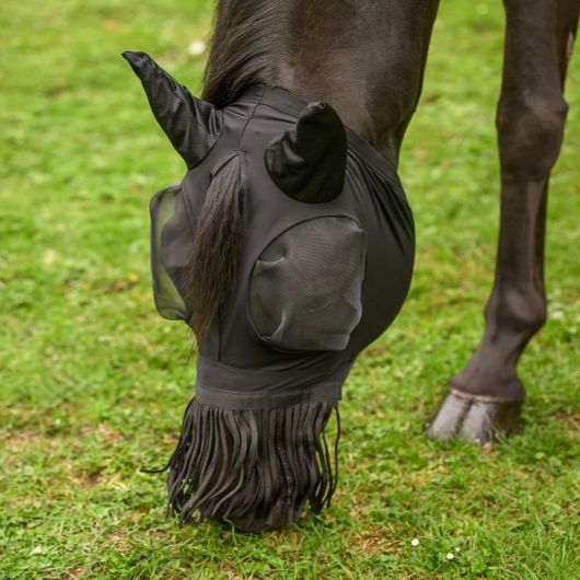Masque anti-mouche cheval lycra Puck avec franges - Waldhausen