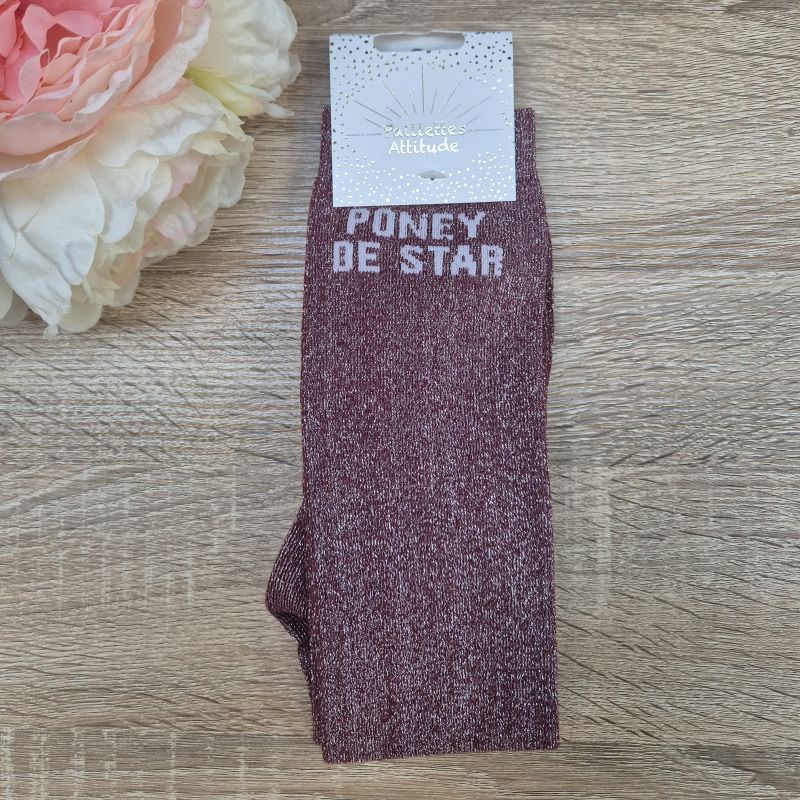 Chaussettes à paillettes équitation - Poney de Star - Paillettes Attitude