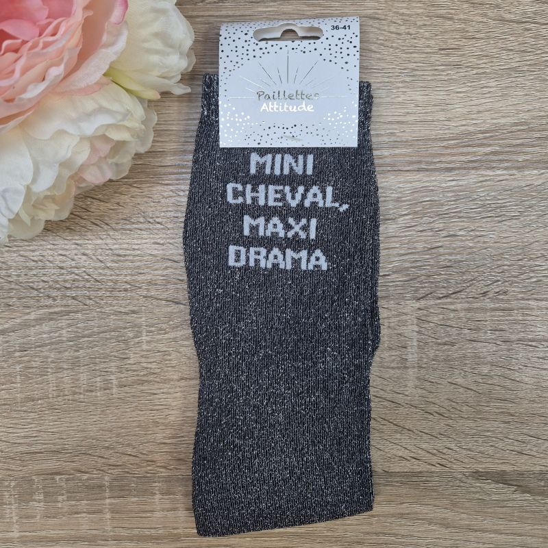 Chaussettes à paillettes équitation - Mini cheval, Maxi Drama - Paillettes Attitude