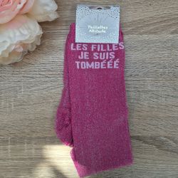 Chaussettes à paillettes équitation - Les filles, j'suis tombeeee - Paillettes Attitude
