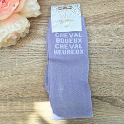 Chaussettes à paillettes équitation - Cheval Boueux, Cheval Heureux - Paillettes Attitude 