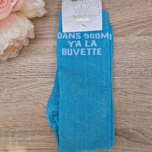 Chaussettes à paillettes équitation - Dans 500m, y'a la buvette -Paillettes Attitude
