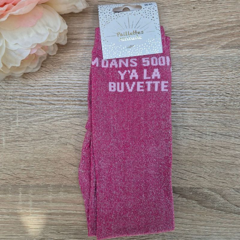 Chaussettes à paillettes équitation - Dans 500m, y'a la buvette -Paillettes Attitude