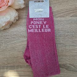 Chaussettes à paillettes équitation - Mon poney c'est le meilleur - Paillettes Attitude
