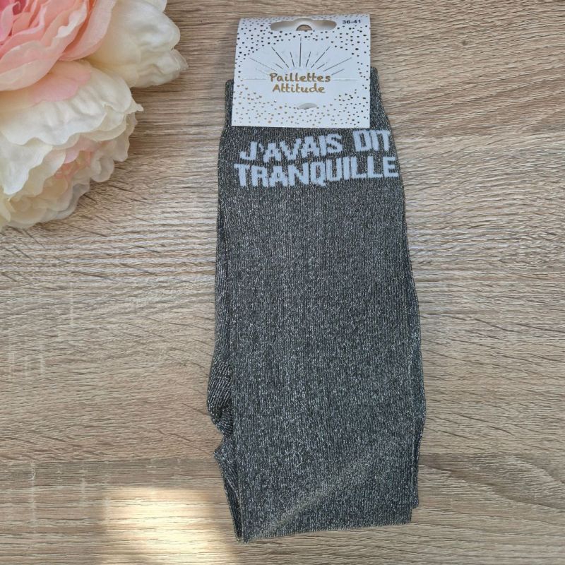 Chaussettes à paillettes équitation - J'avais dit tranquille- Paillettes Attitude
