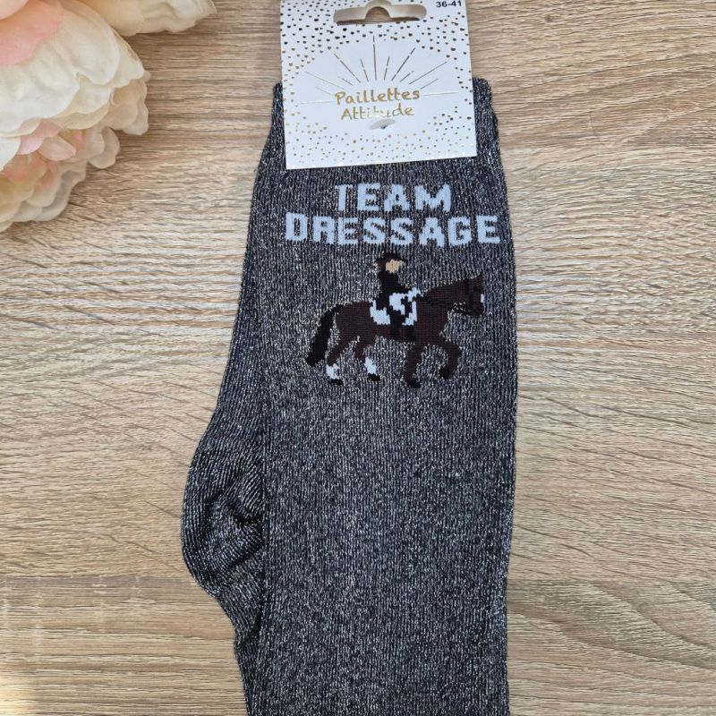 Chaussettes à paillettes équitation - Team dressage - Paillettes Attitude