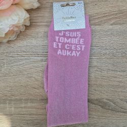 Chaussettes équitation à paillettes J'suis tombée et c'est aukay - Paillettes Attitude