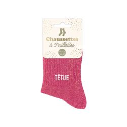 Chaussettes à paillettes courtes "Têtue"