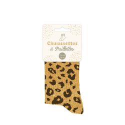 Chaussettes à paillettes courtes "Léopard"
