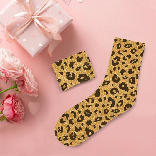 Chaussettes à paillettes courtes "Léopard"