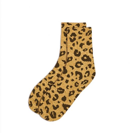 Chaussettes à paillettes courtes "Léopard"