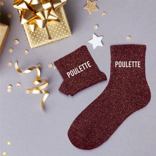 Chaussettes à paillettes courtes "Poulette"