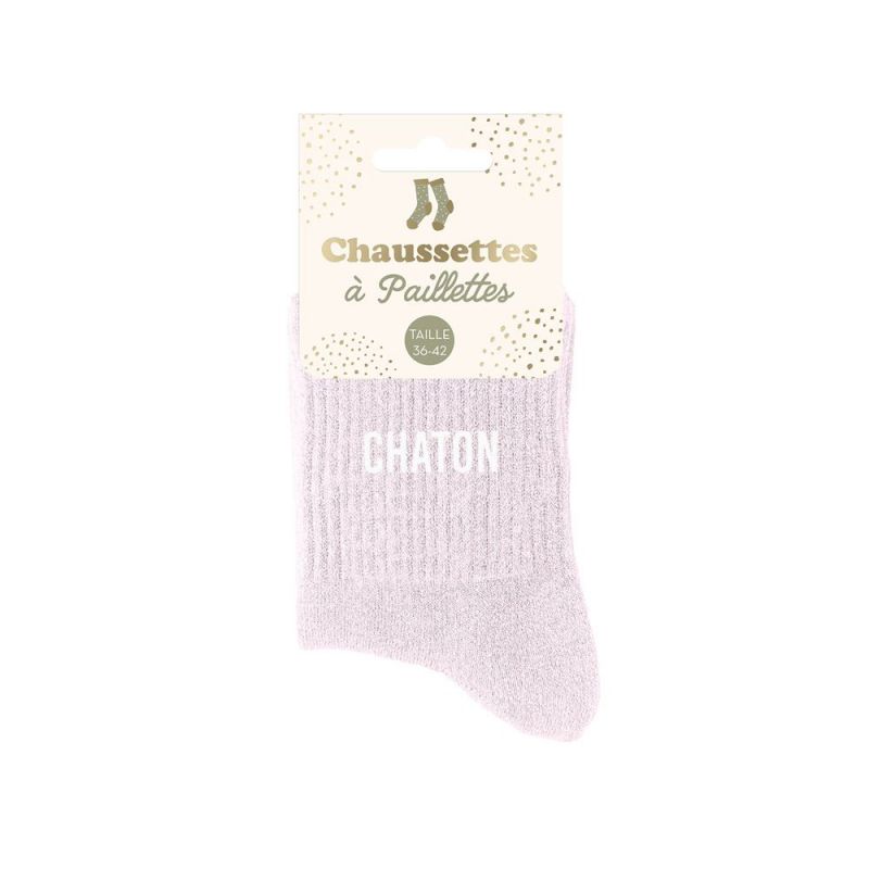 Chaussettes à paillettes courtes "Chaton"