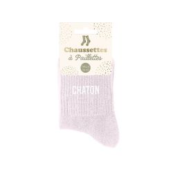 Chaussettes à paillettes courtes "Chaton"