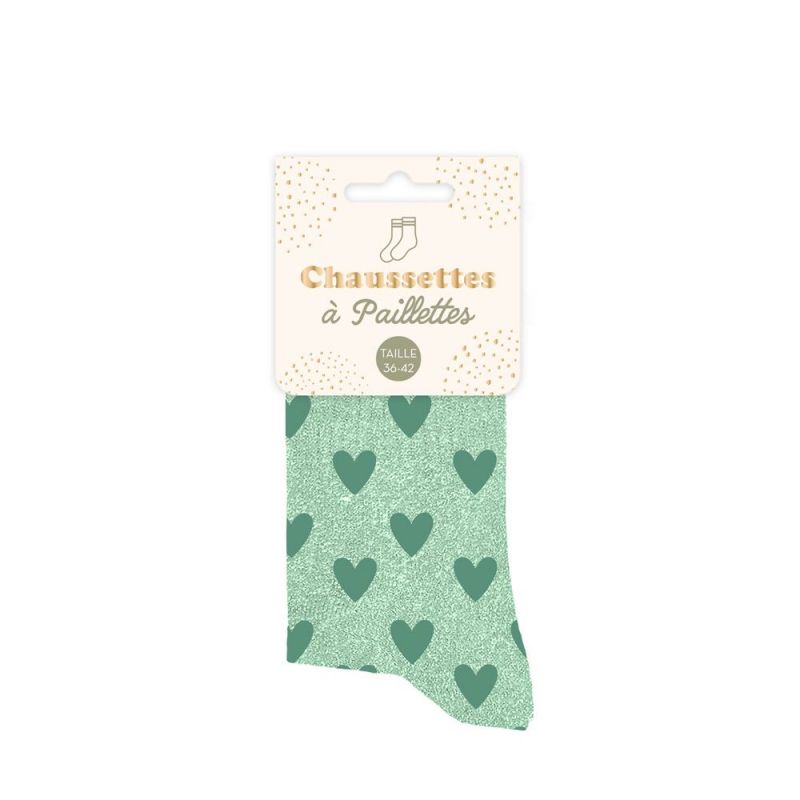 Chaussettes à paillettes courtes coeurs