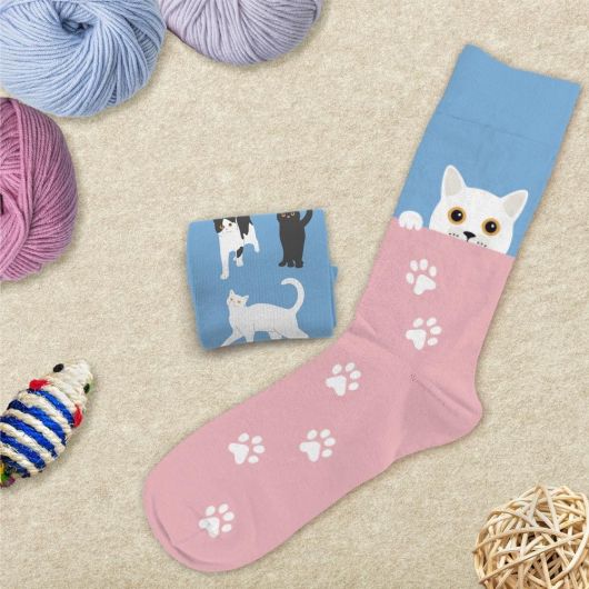 Chaussettes à paillettes courtes "Duo Passion chat"