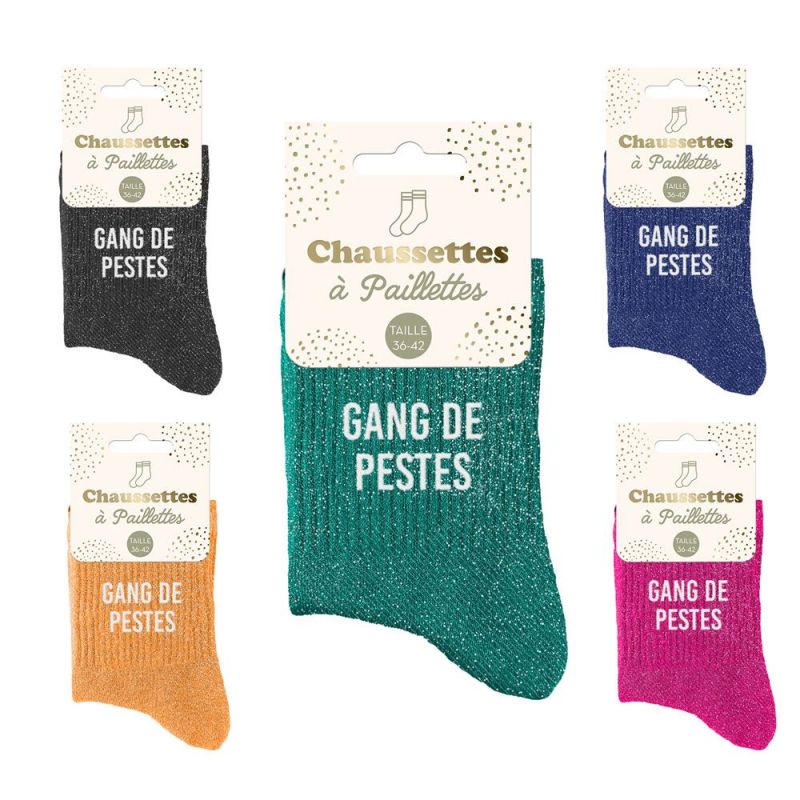 Chaussettes à paillettes courtes "Gang de peste"