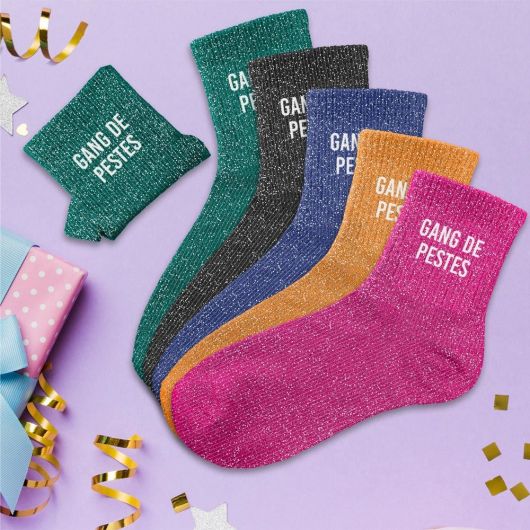 Chaussettes à paillettes courtes "Gang de peste"