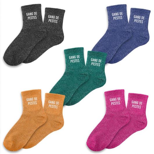 Chaussettes à paillettes courtes "Gang de peste"