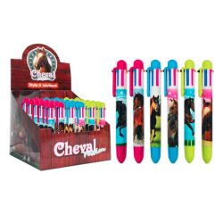 Stylo 6 couleurs motifs chevaux - Cheval Passion