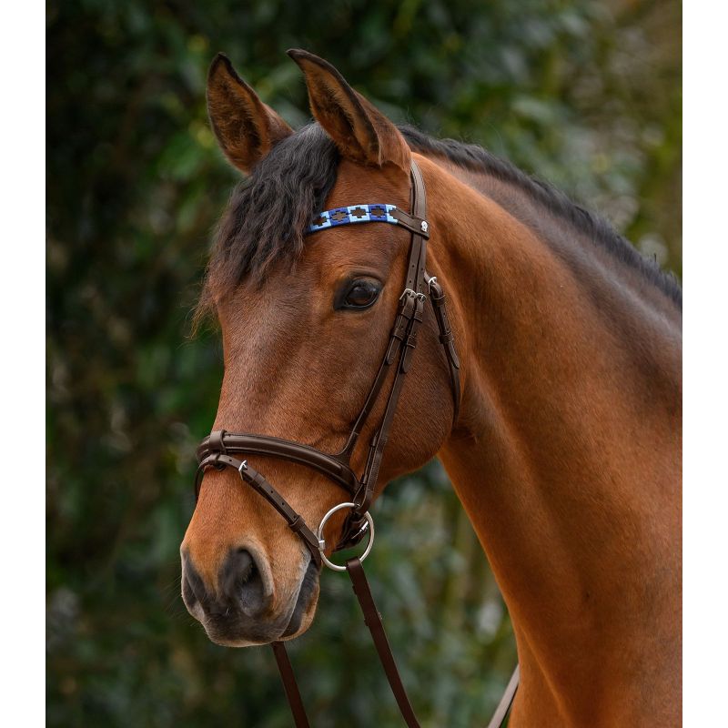 Frontal bridon cheval X-line Polo marron - Waldhausen