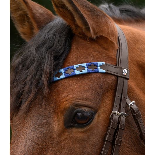 Frontal bridon cheval X-line Polo marron - Waldhausen