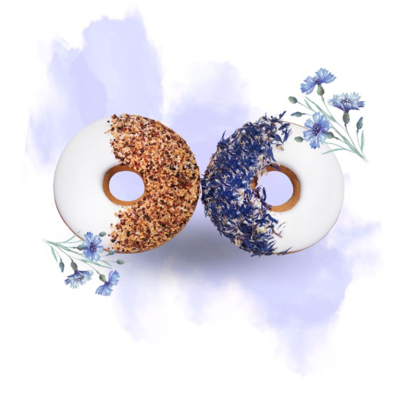 Friandises cheval Donuts aux herbes avec glaçage rose sauvage et bleuet - Candy Horse