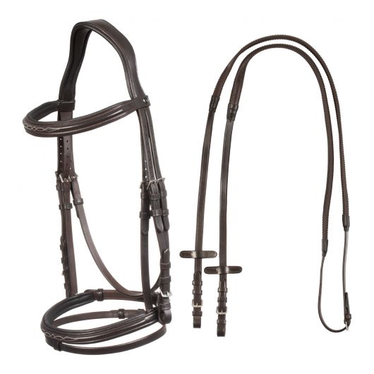 Bridon cuir cheval surpiqures blanches - Supreme