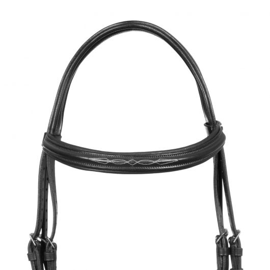 Bridon cuir cheval surpiqures blanches - Supreme