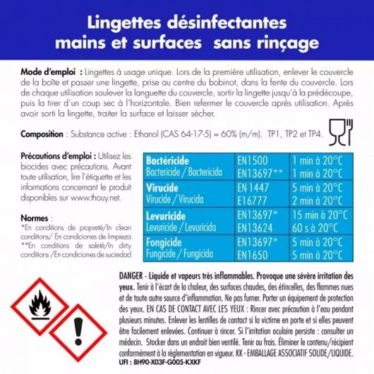 Lingettes désinfectantes écurie virucide multisurfaces ( X100) Date courte