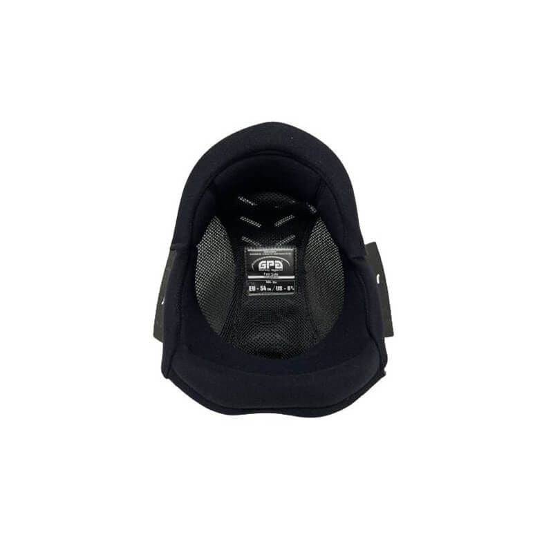 Liner de remplacement GPA noir pour casques Easy, 4S et Jock Up, vu de dessus avec étiquette de tail