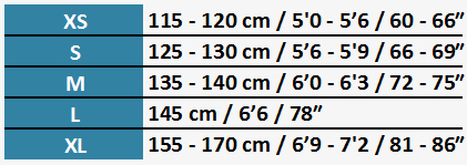 Guide des tailles camails Bucas